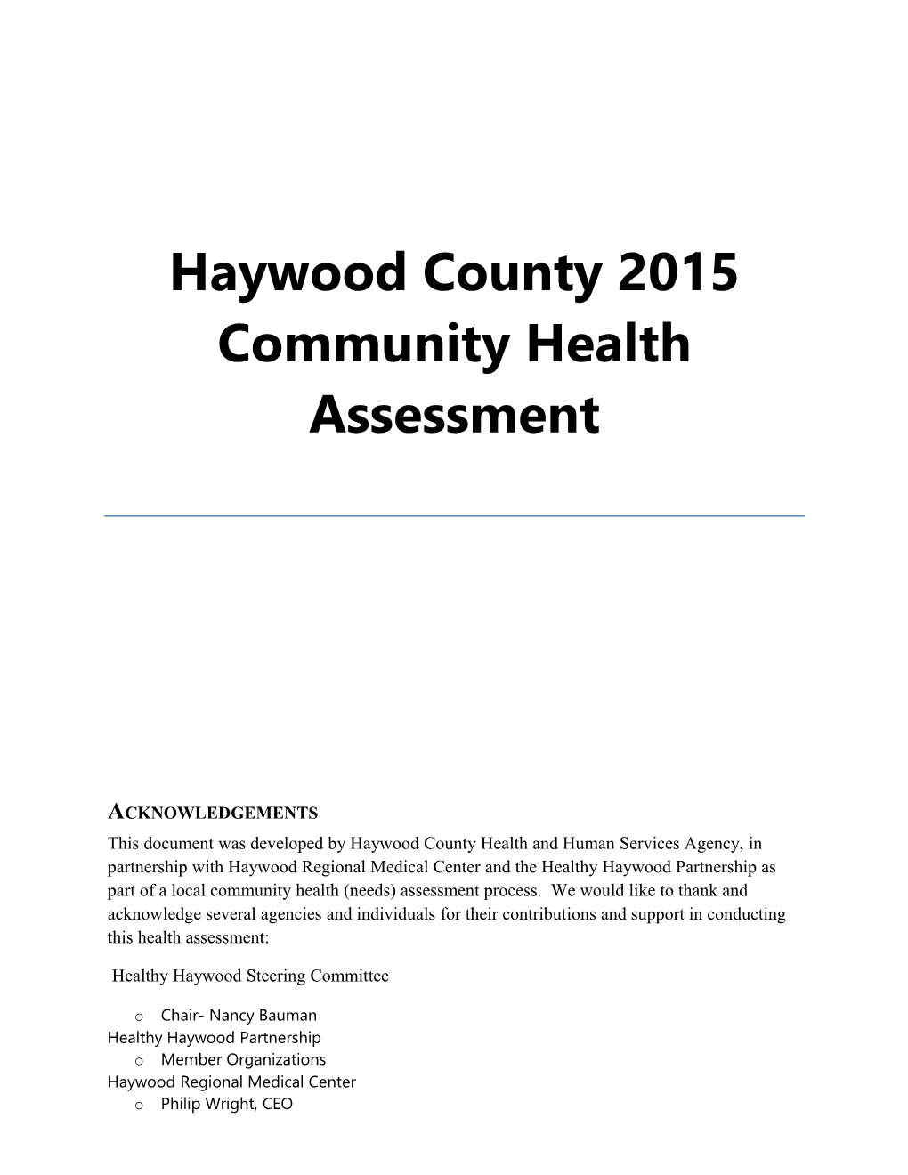 Insert Name County 2015 Community Health Assessment