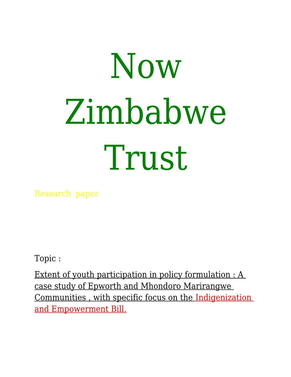 Now Zimbabwe Trust