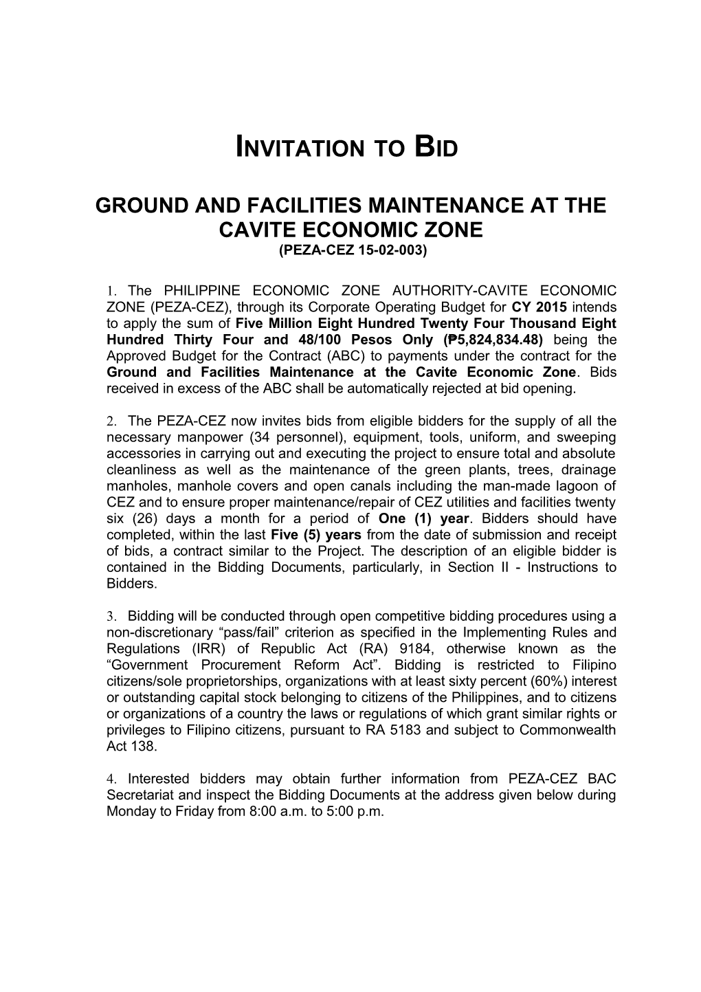 Ground and Facilities Maintenance at the Cavite Economic Zone