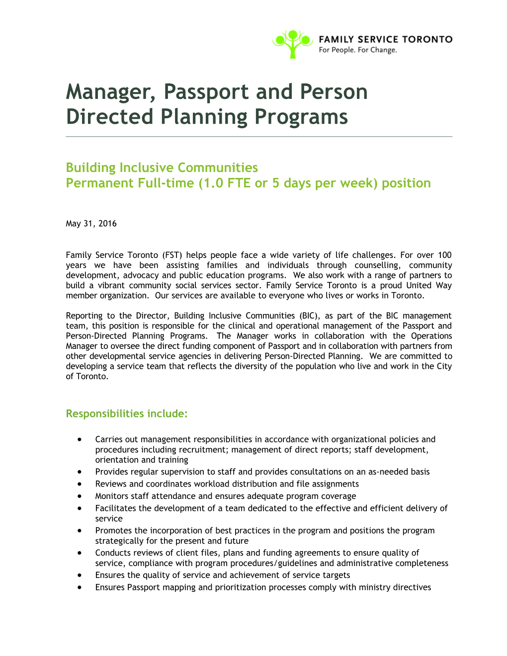 Manager, Passport and Person Directed Planning Programs