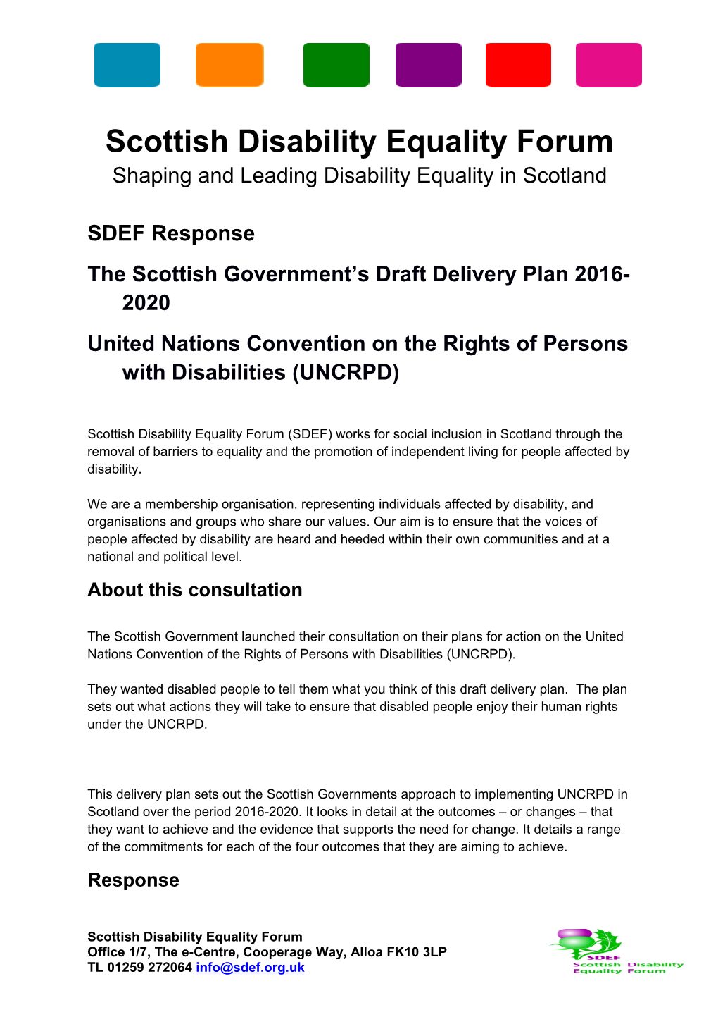 The Scottish Government S Draft Delivery Plan 2016-2020