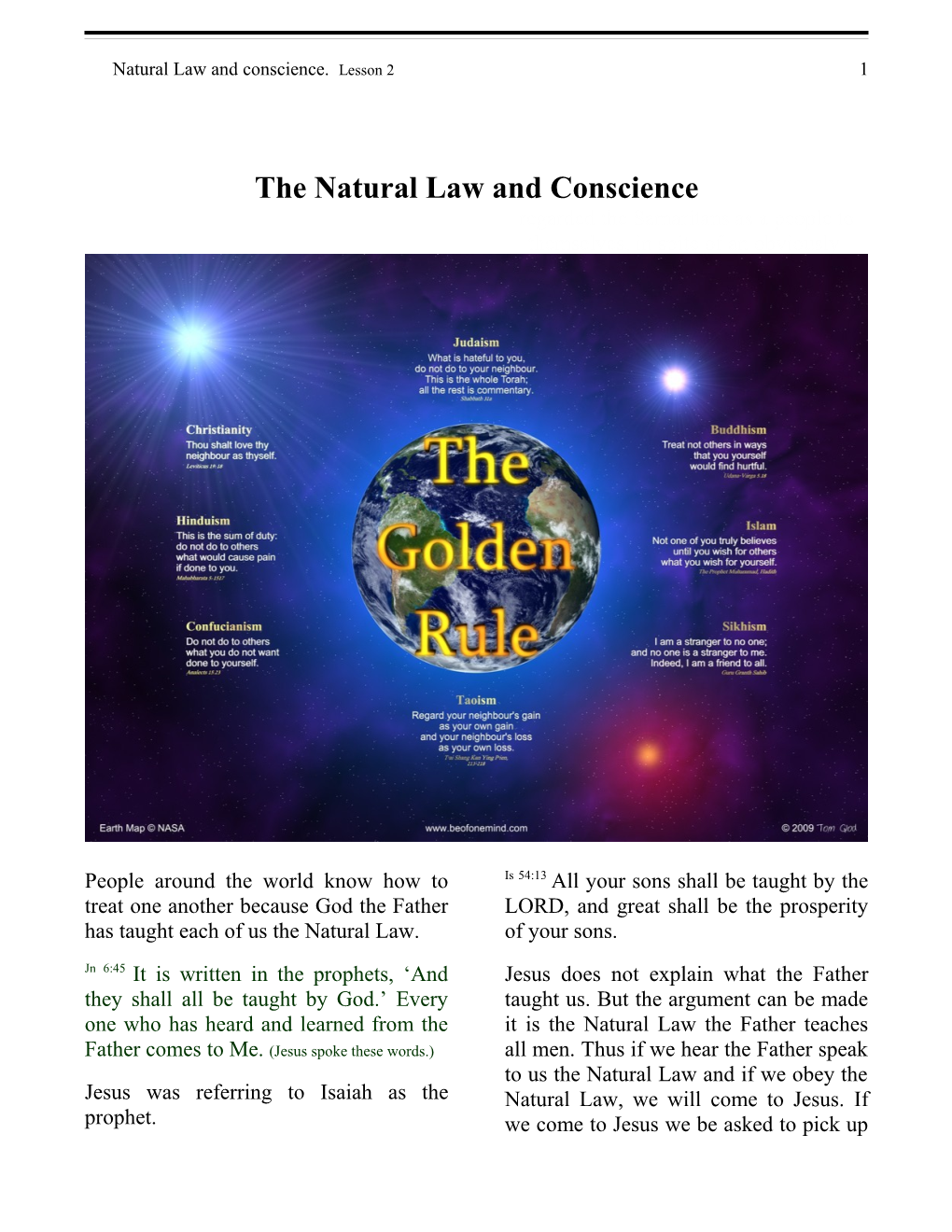 Natural Law and Conscience. Lesson 2