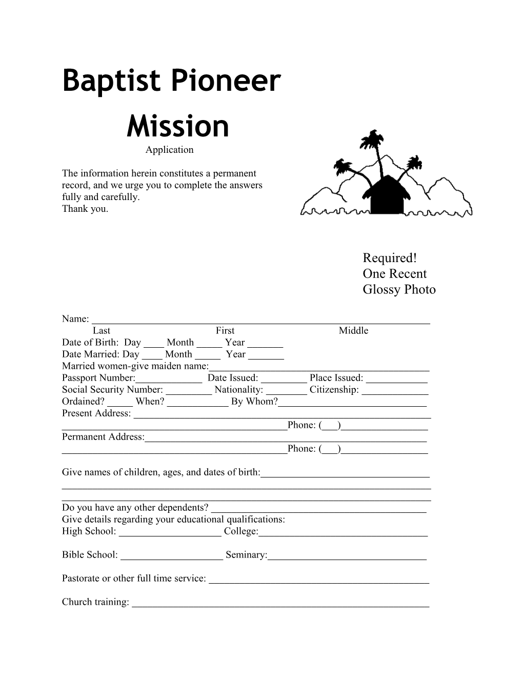 Baptist Pioneer Mission