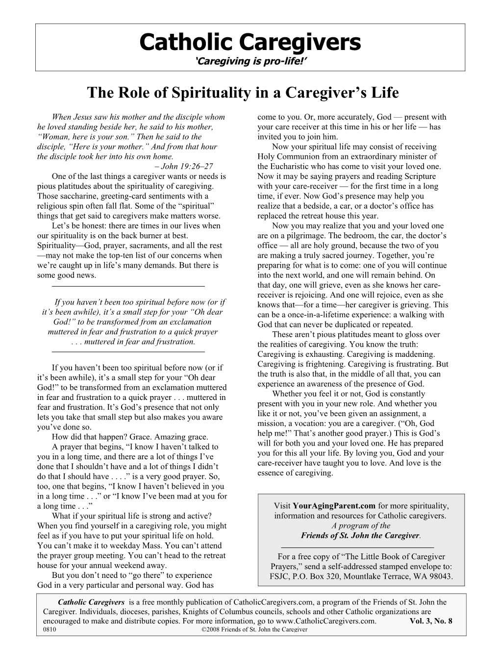 The Role of Spirituality in a Caregiver S Life