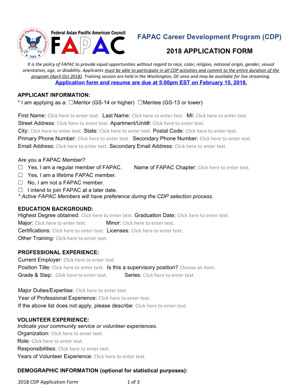 FAPAC Career Development Program(CDP)