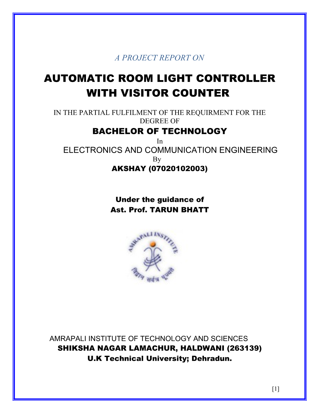 Automatic Room Light Controller with Bidirectional Visitor Counter