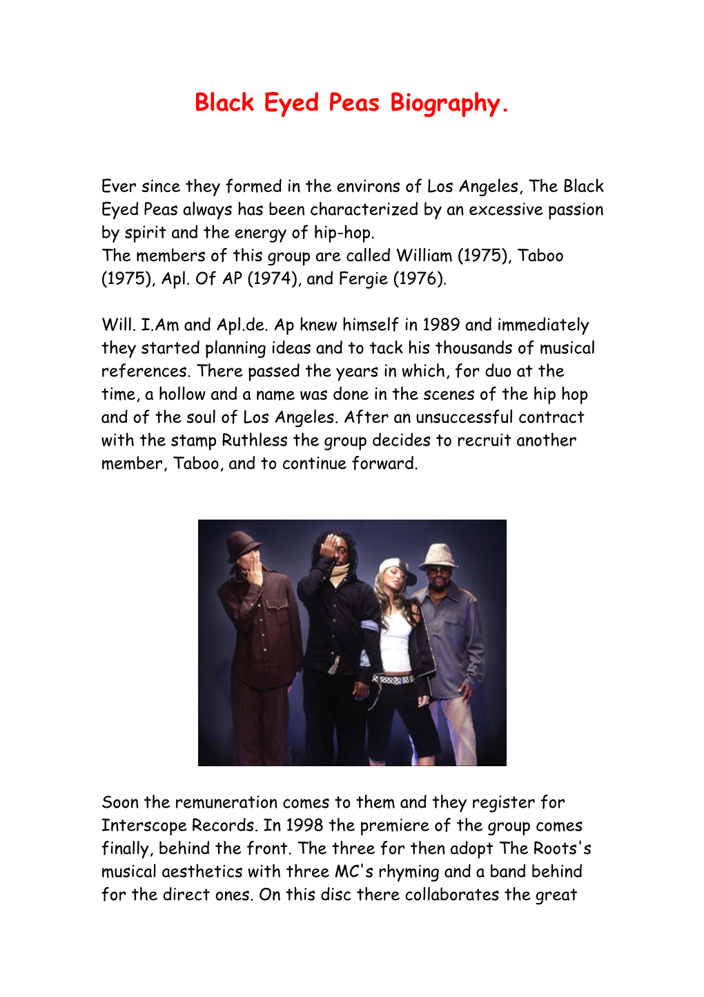 Black Eyed Peas Biography
