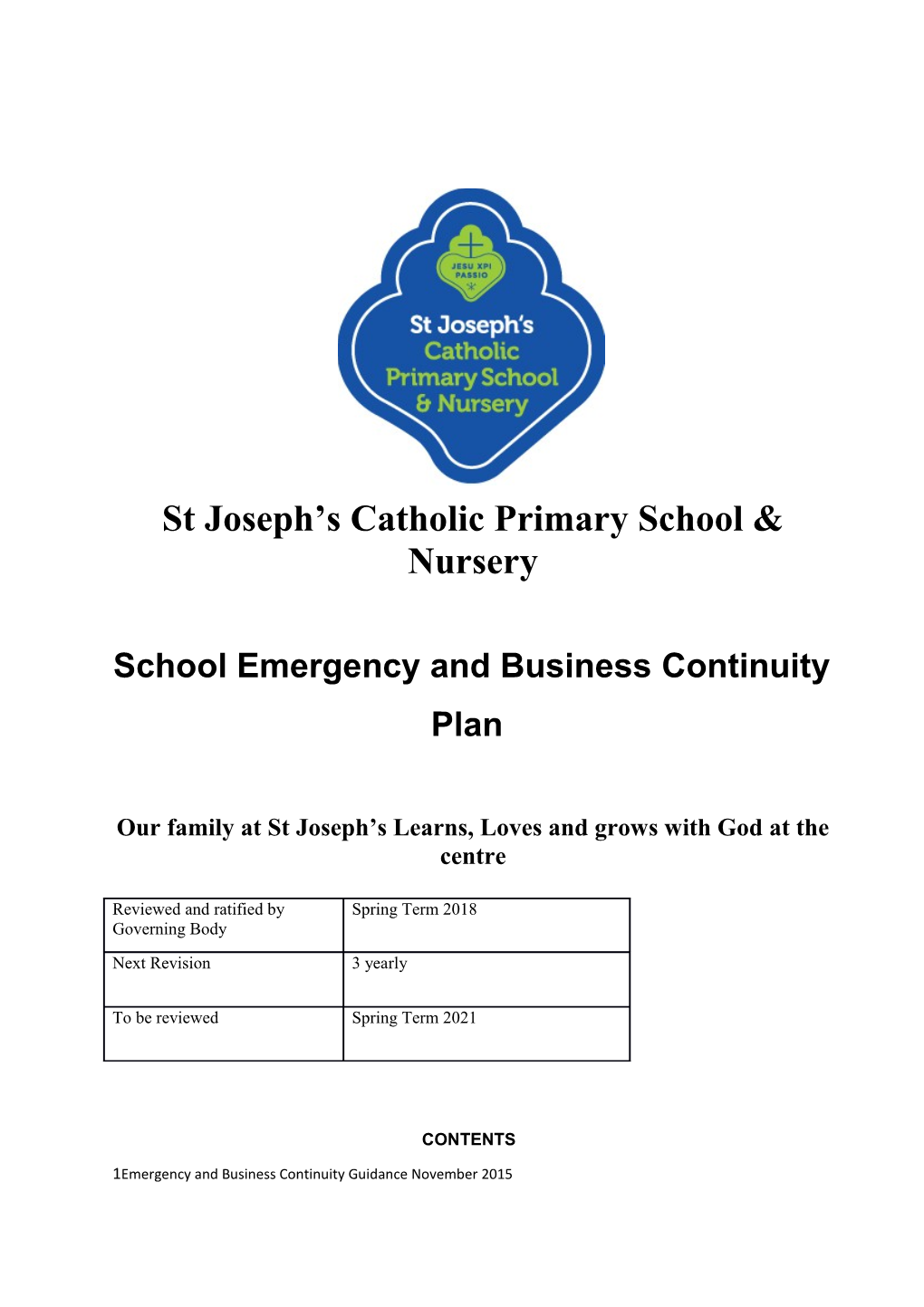 Updated School Emergency Management Plan