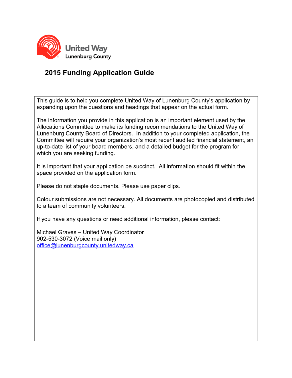 2015 Funding Application Guide