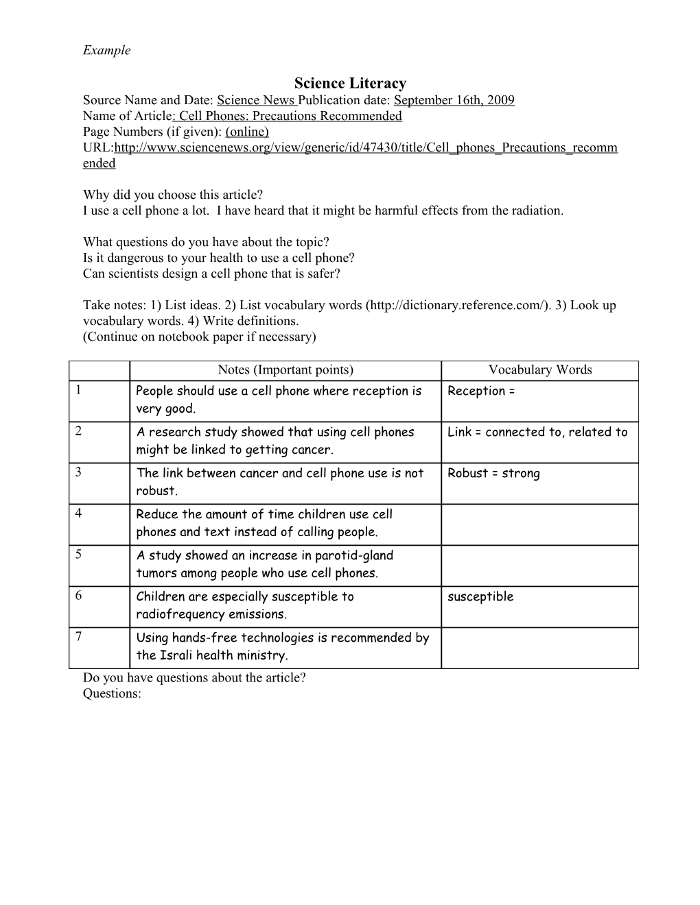 Science Literacy