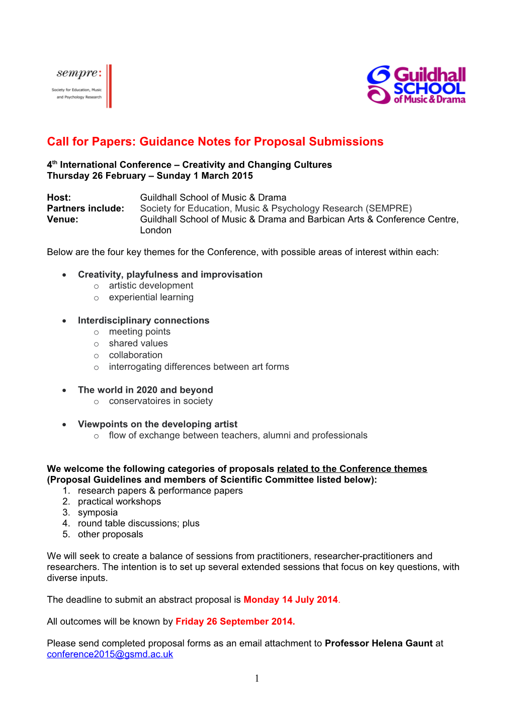 Information for Electronic Call for Papers