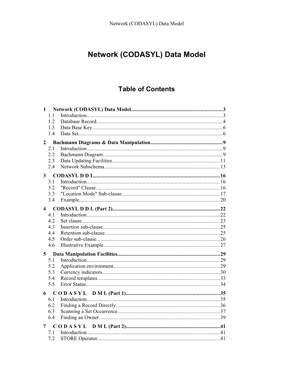 Network (CODASYL) Data Model