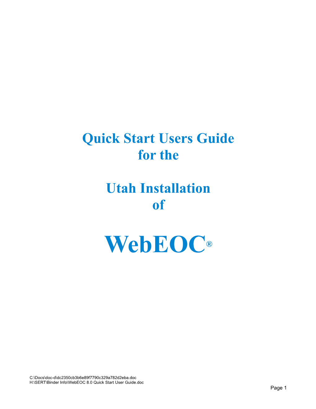 Quick Start Users Guide