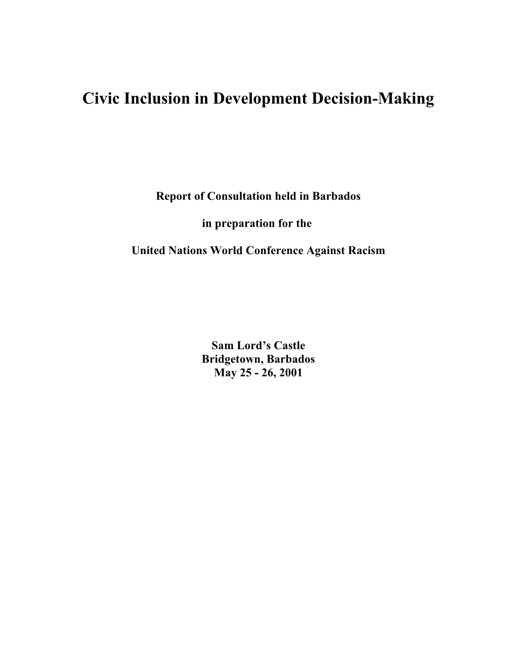 Civic Inclusion in Development Decision-Making