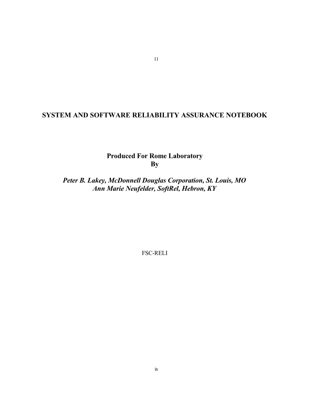 System and Software Reliability Assurance Notebook