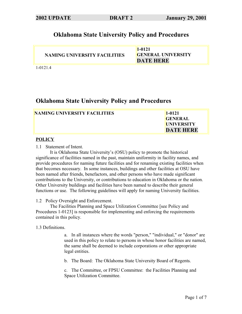 Oklahoma State University Policy and Procedures
