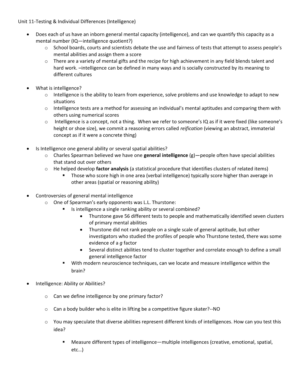 Unit 11-Testing & Individual Differences (Intelligence)