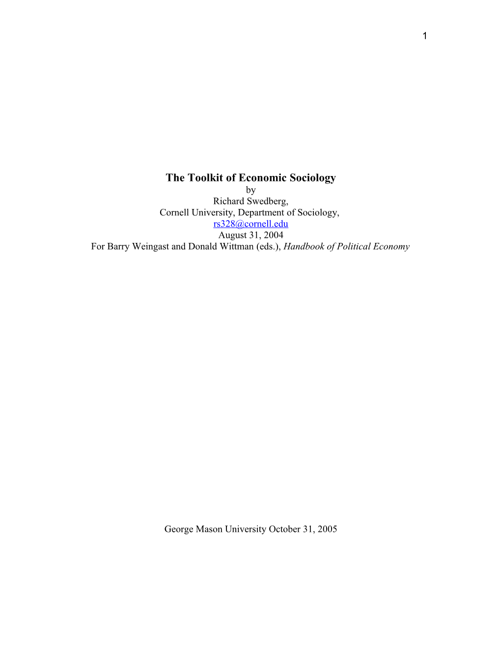 The Toolkit of Economic Sociology