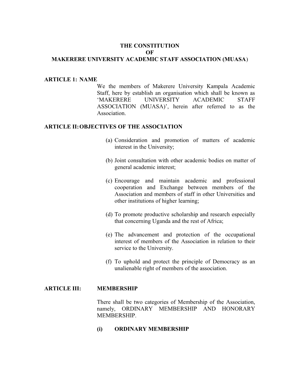 Makerere University Academic Staff Association (Muasa )