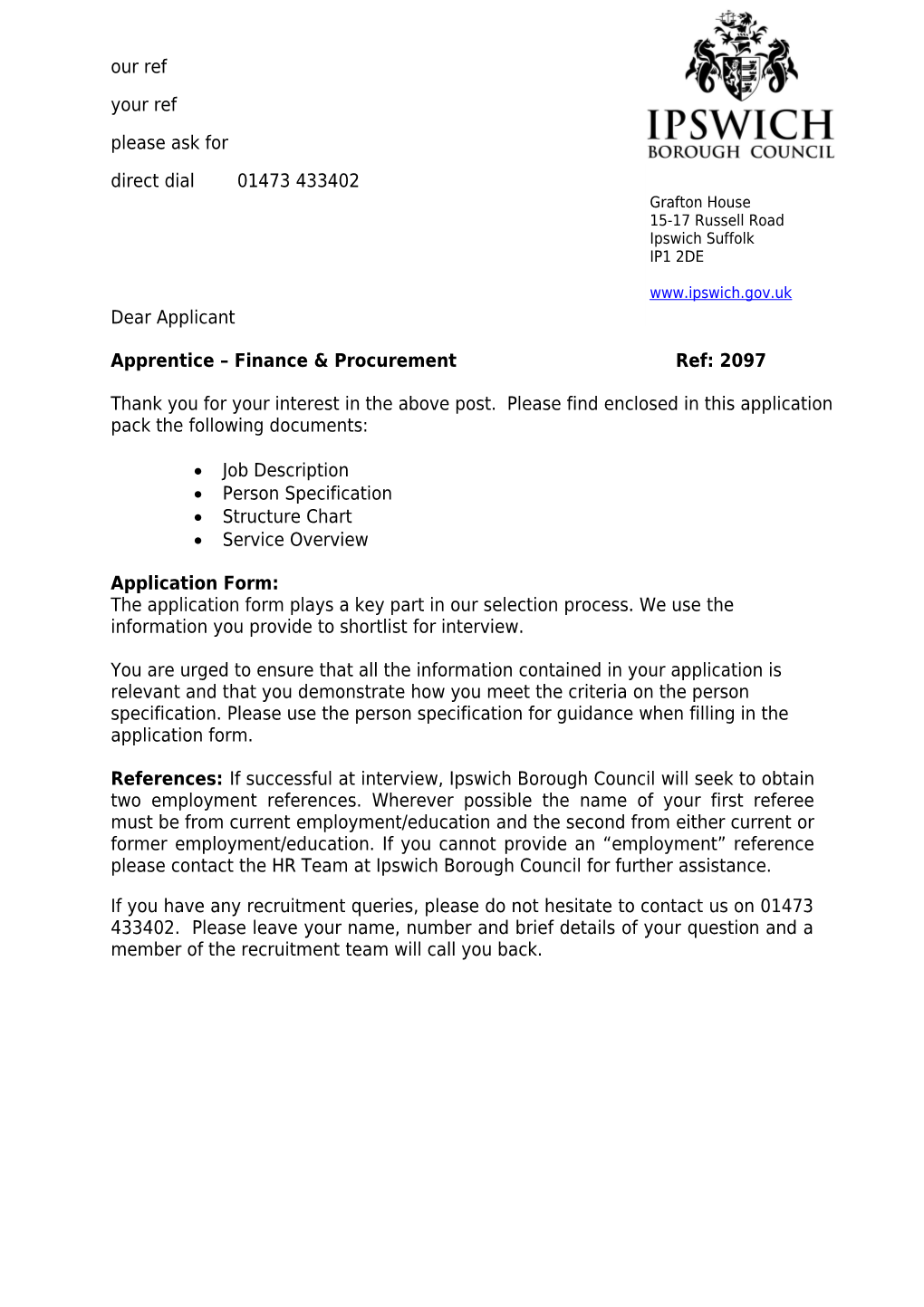 Apprentice Finance & Procurement Ref: 2097
