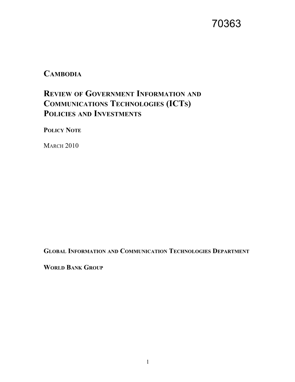 Review of Government Information and Communications Technologies (Icts)