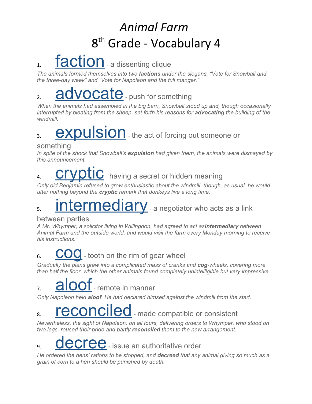 8Th Grade - Vocabulary 4