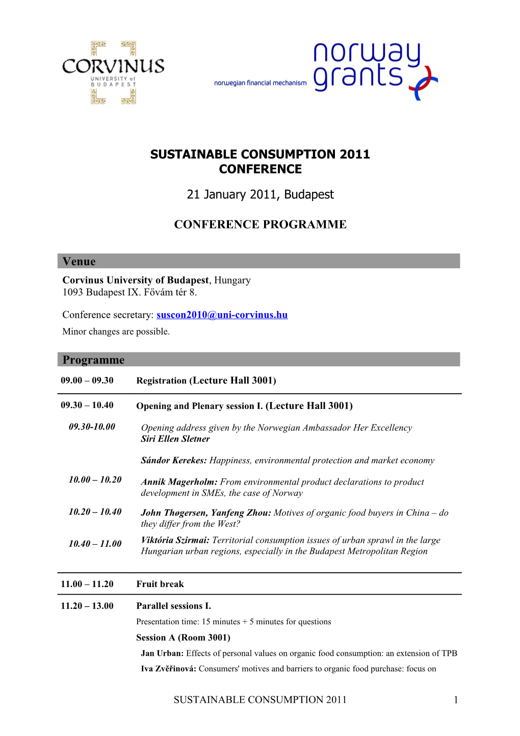 Sustainable Consumption 2011