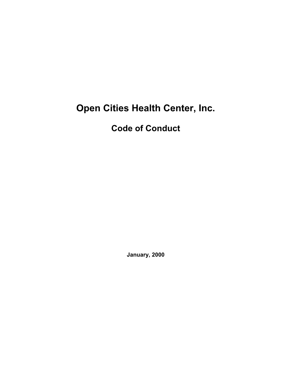 Model Cities Code of Conduct