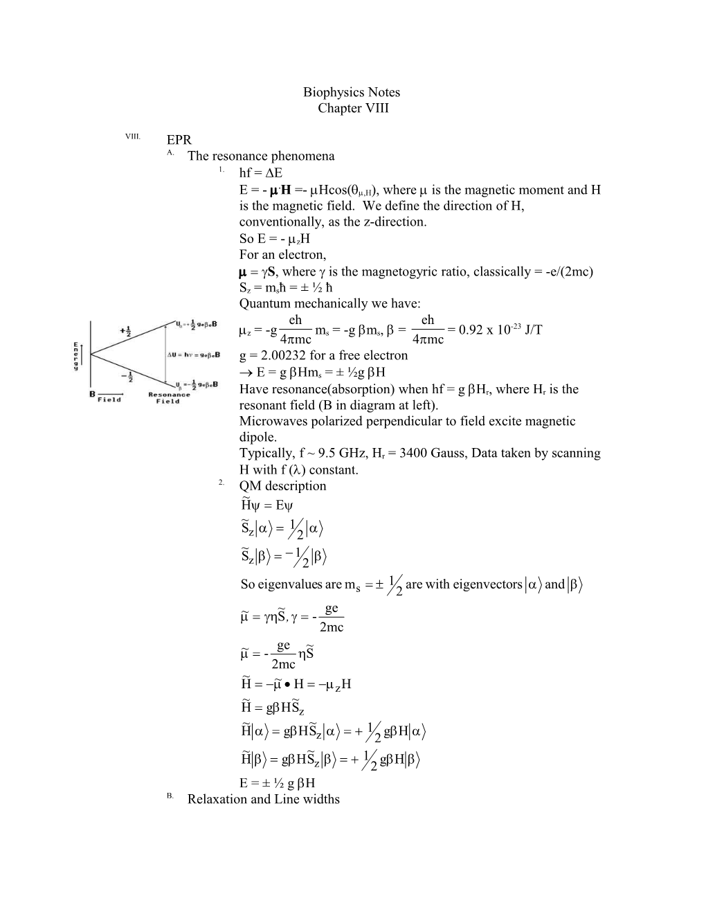 Biophysics Notes