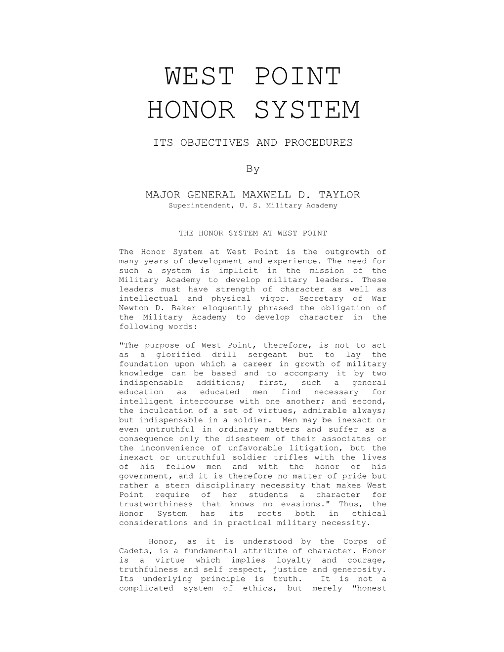 West Point Honor System