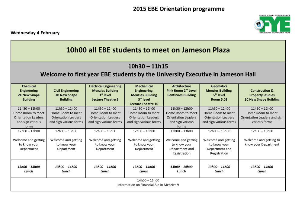2015 EBE Orientation Programme