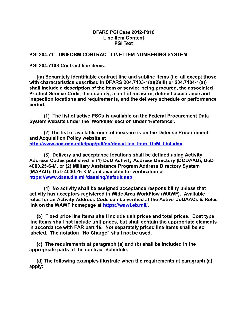 Pgi 204.71 Uniform Contract Line Item Numbering System