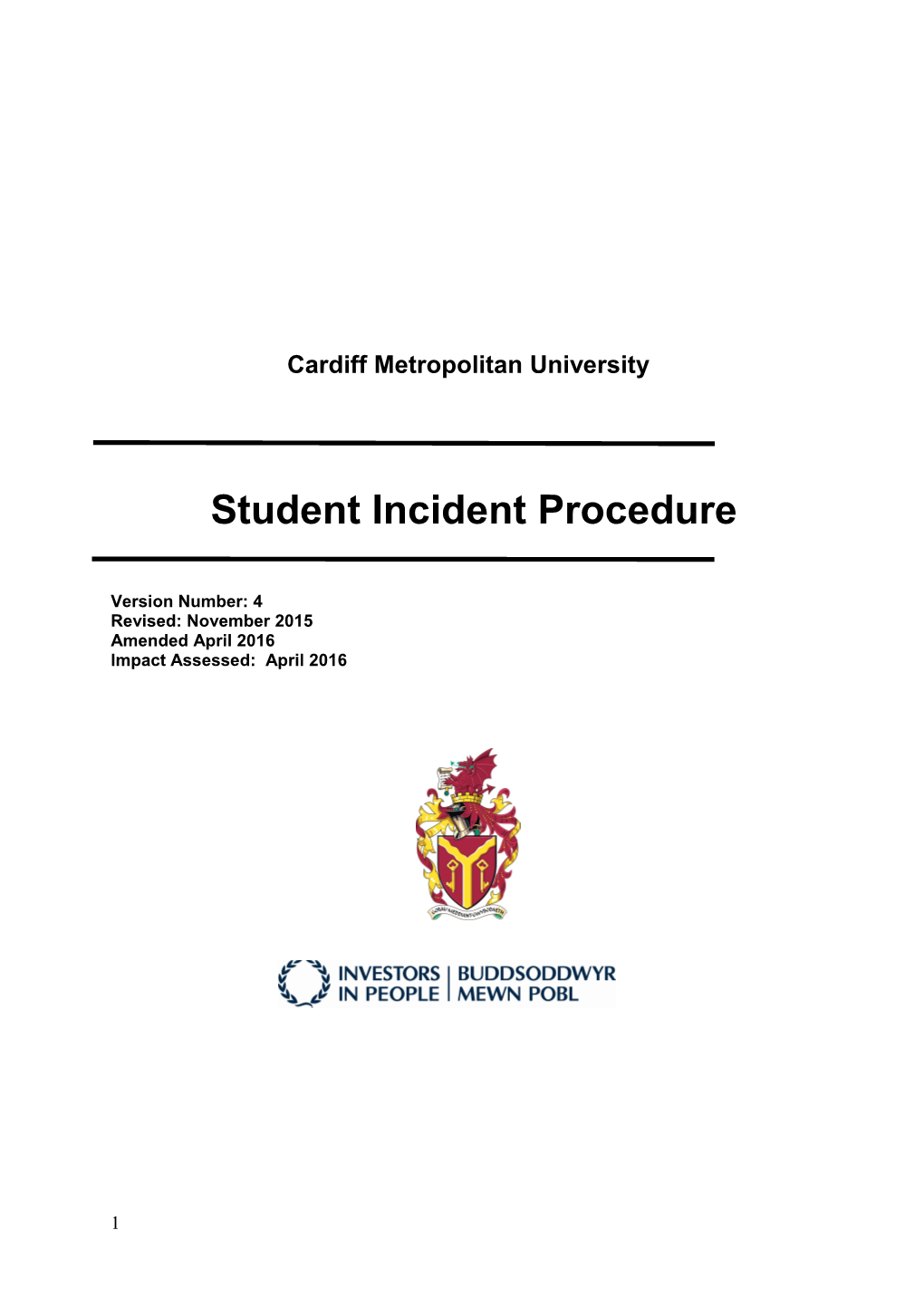 Student Incident Policy 2016