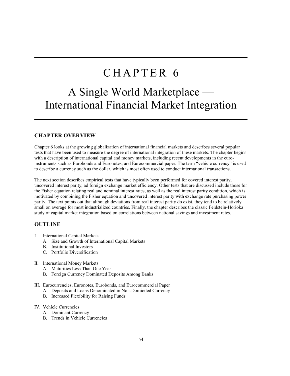 International Financial Market Integration