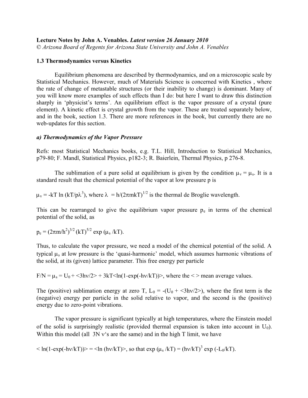 1.3 Thermodynamics Versus Kinetics