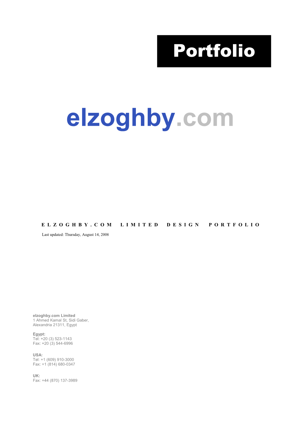 Elzoghby.Com Portfolio