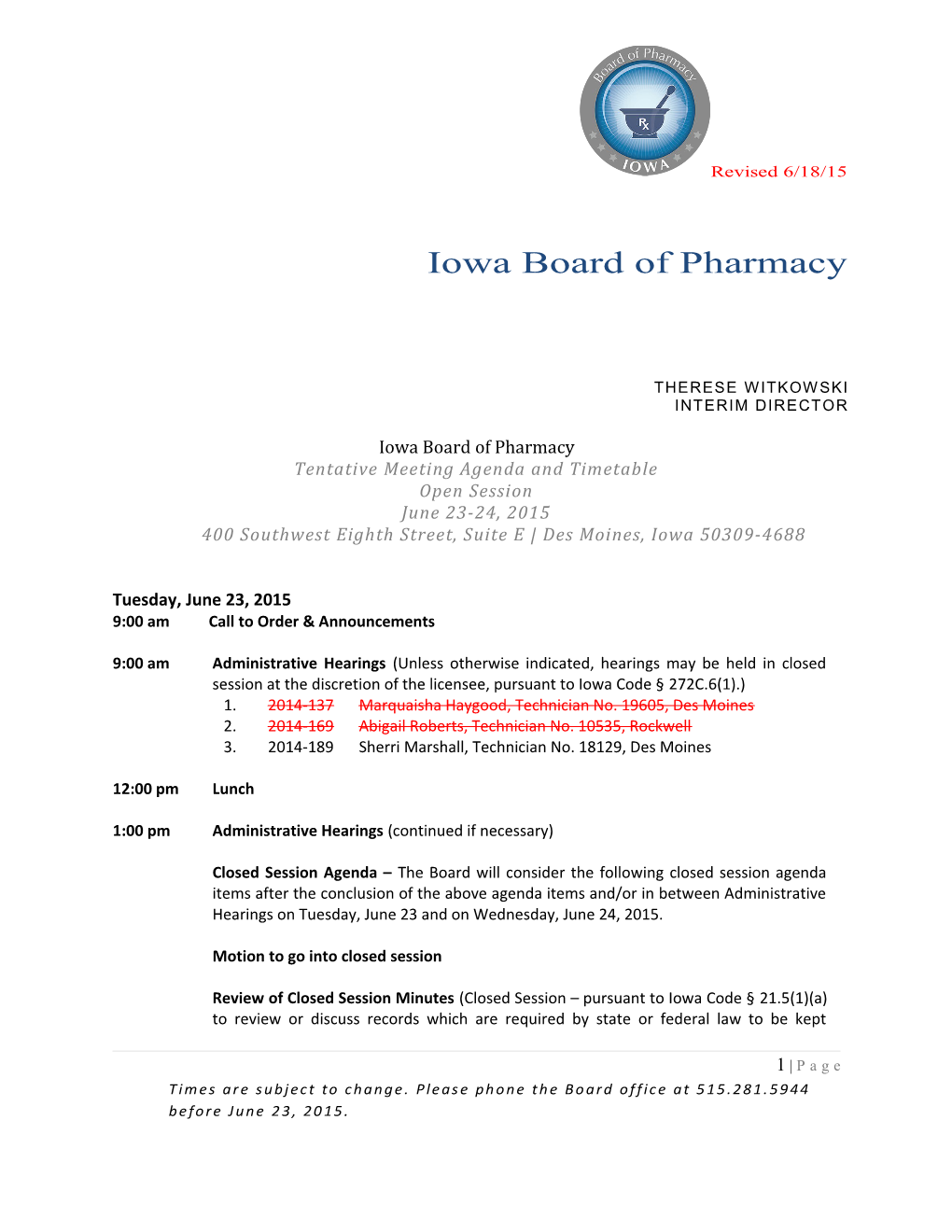 Iowa Board of Pharmacy