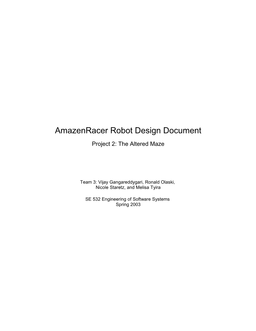 Amazenracer Robot Design Document