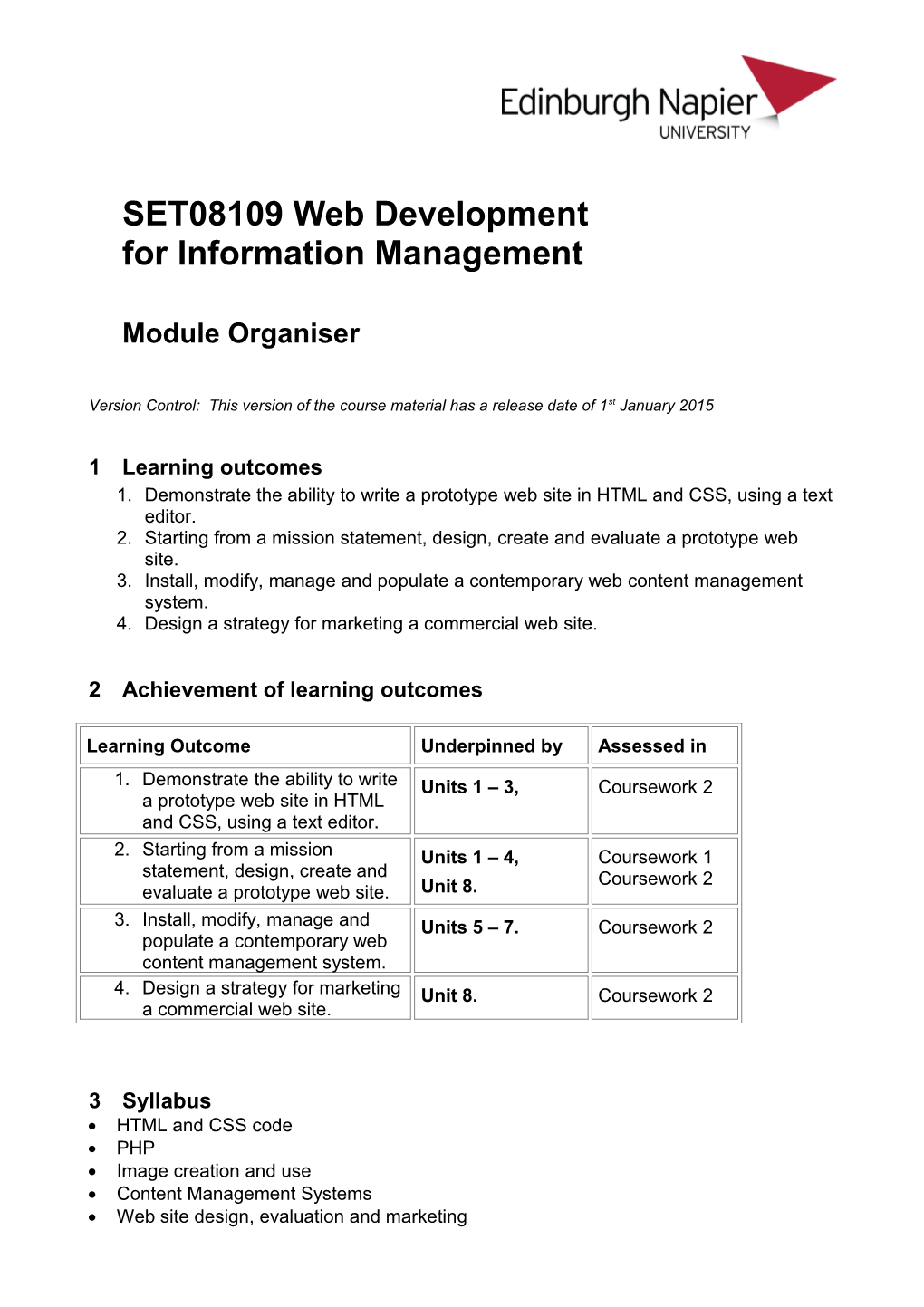 SET08109 Web Development for Information Management