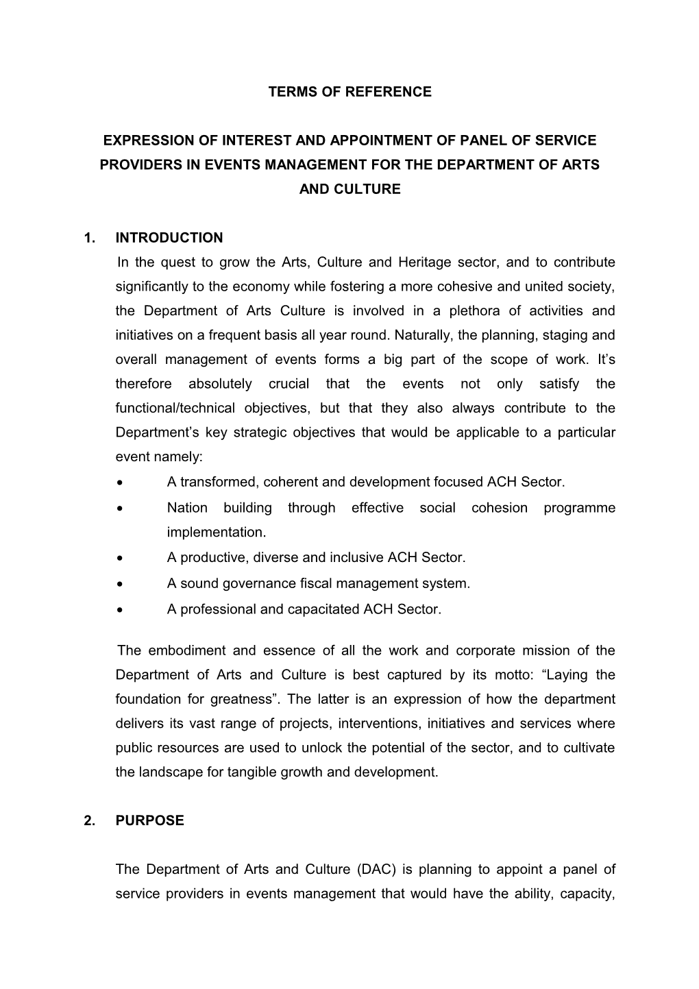 DG Submission Amended May 2011: Appointment of Omnibus Events Management Companies For