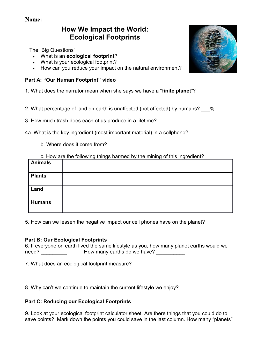 Ecological Footprint Calculator