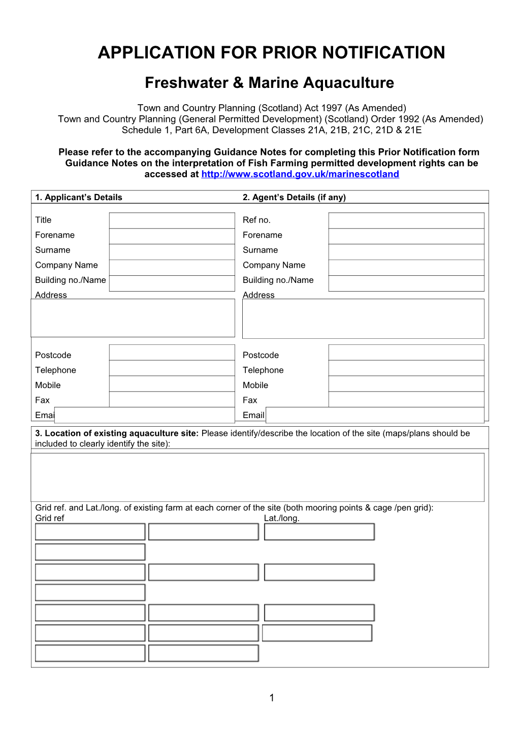 Application for Prior Notification