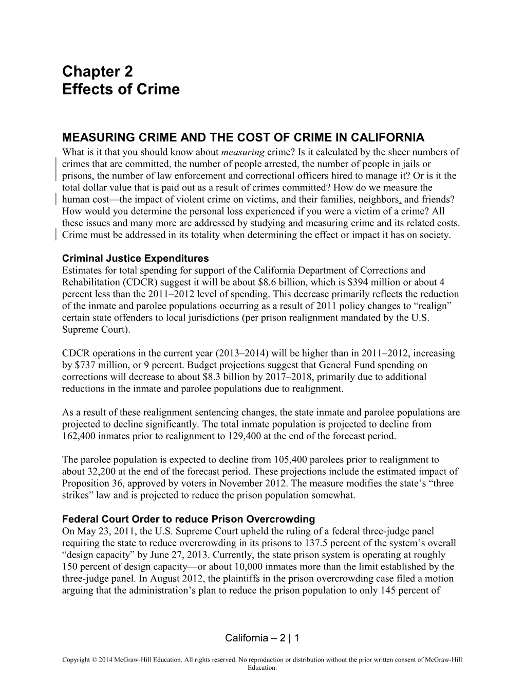 Measuring Crime and the Cost of Crime in California
