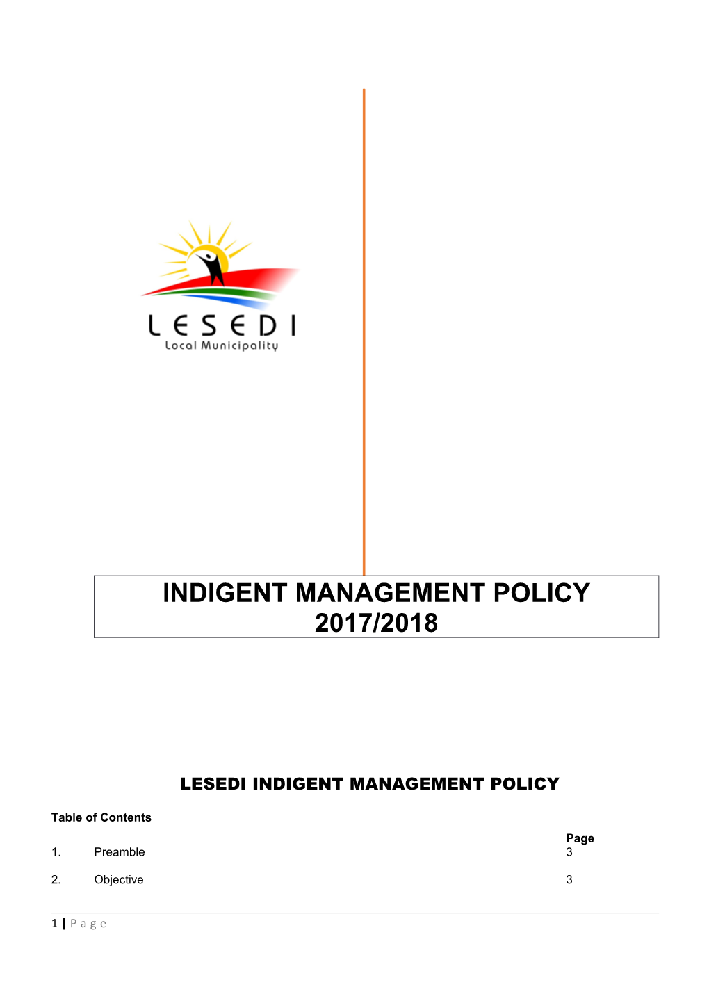 Lesedi Indigent Management Policy