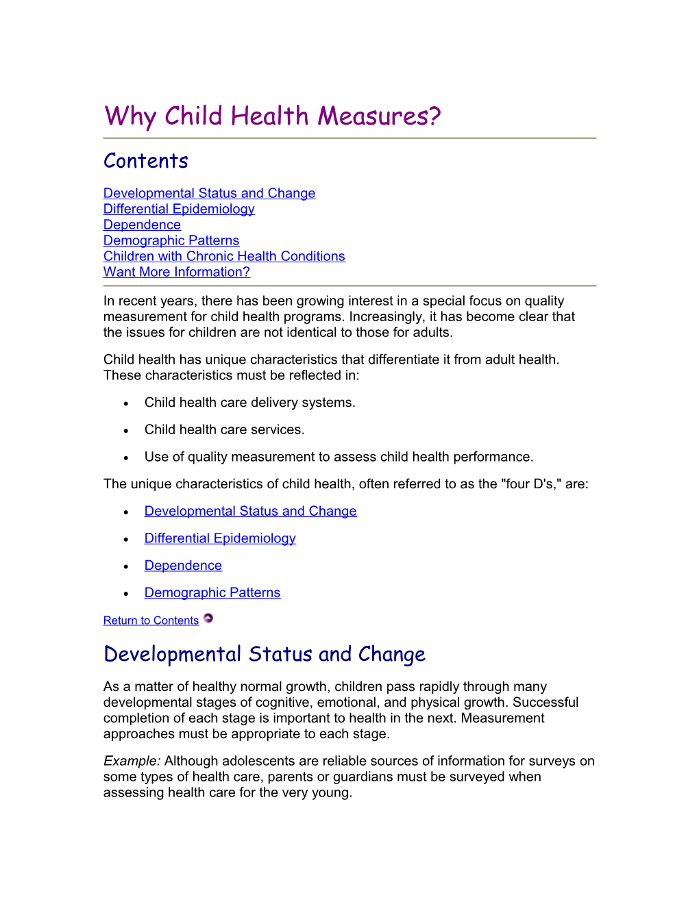 Why Child Health Measures