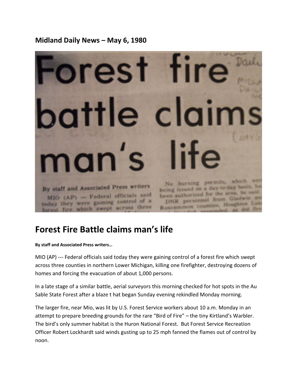 Forest Fire Battle Claims Man S Life