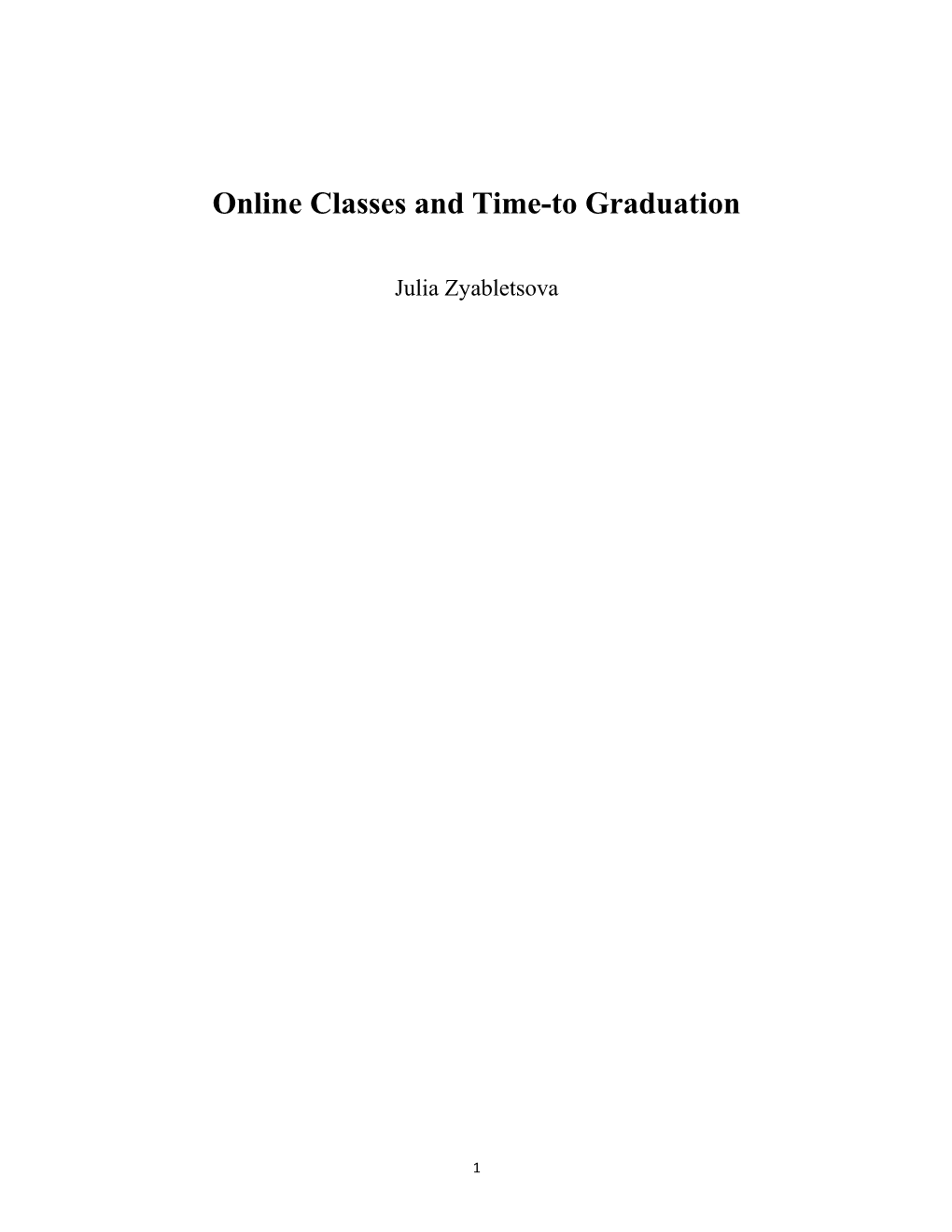 Online Classes and Time-To Graduation