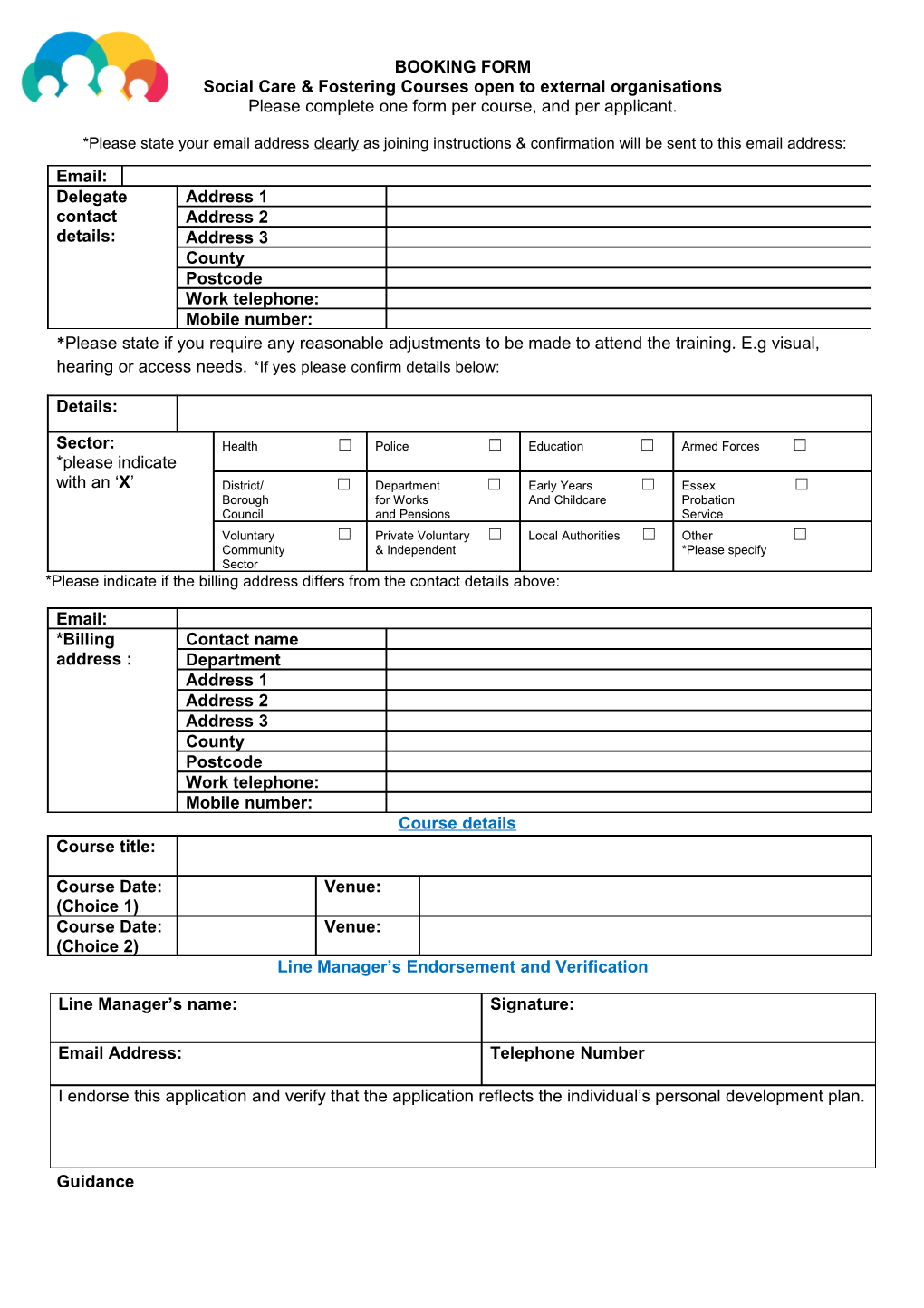Chargable Booking Form