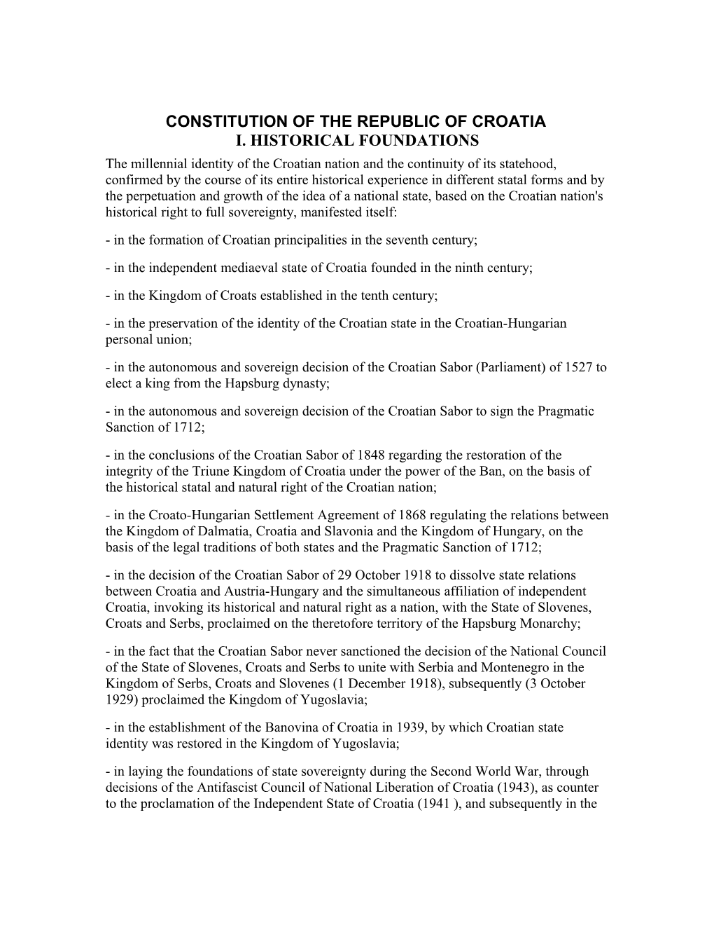 Constitution of the Republic of Croatia