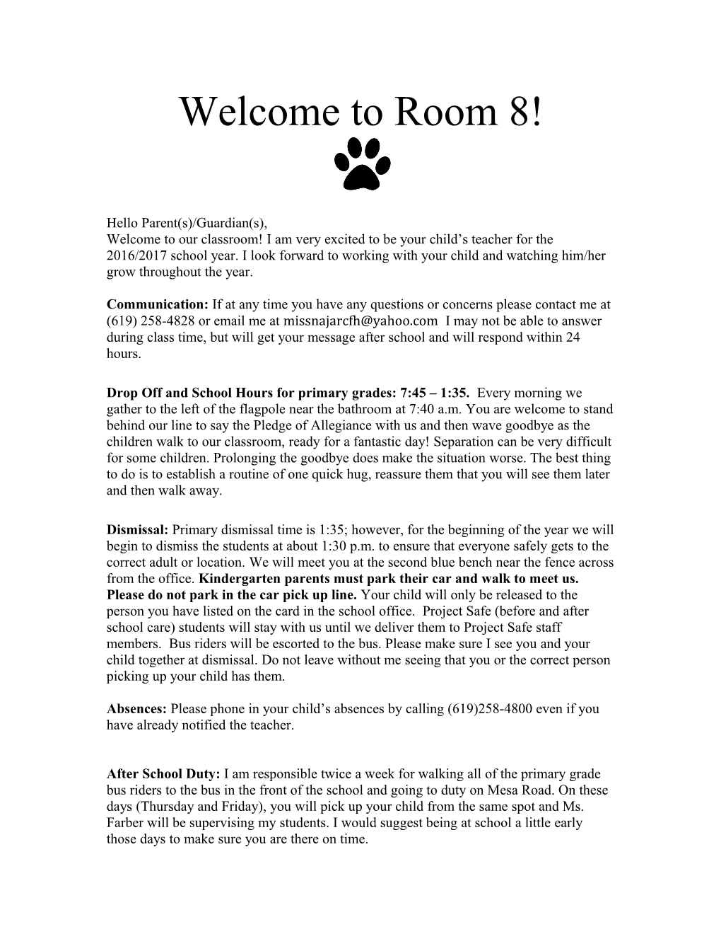 Welcome to Room 8!